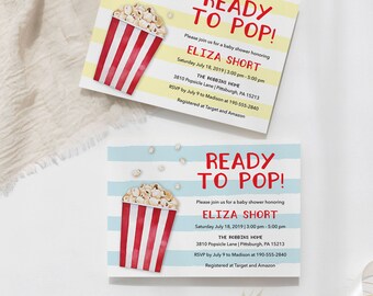 EDITABLE Ready to Pop Baby Shower Invitation Popcorn Invitation Popcorn Baby Shower Invite Pop Baby Shower Invitation Ready to Pop Template