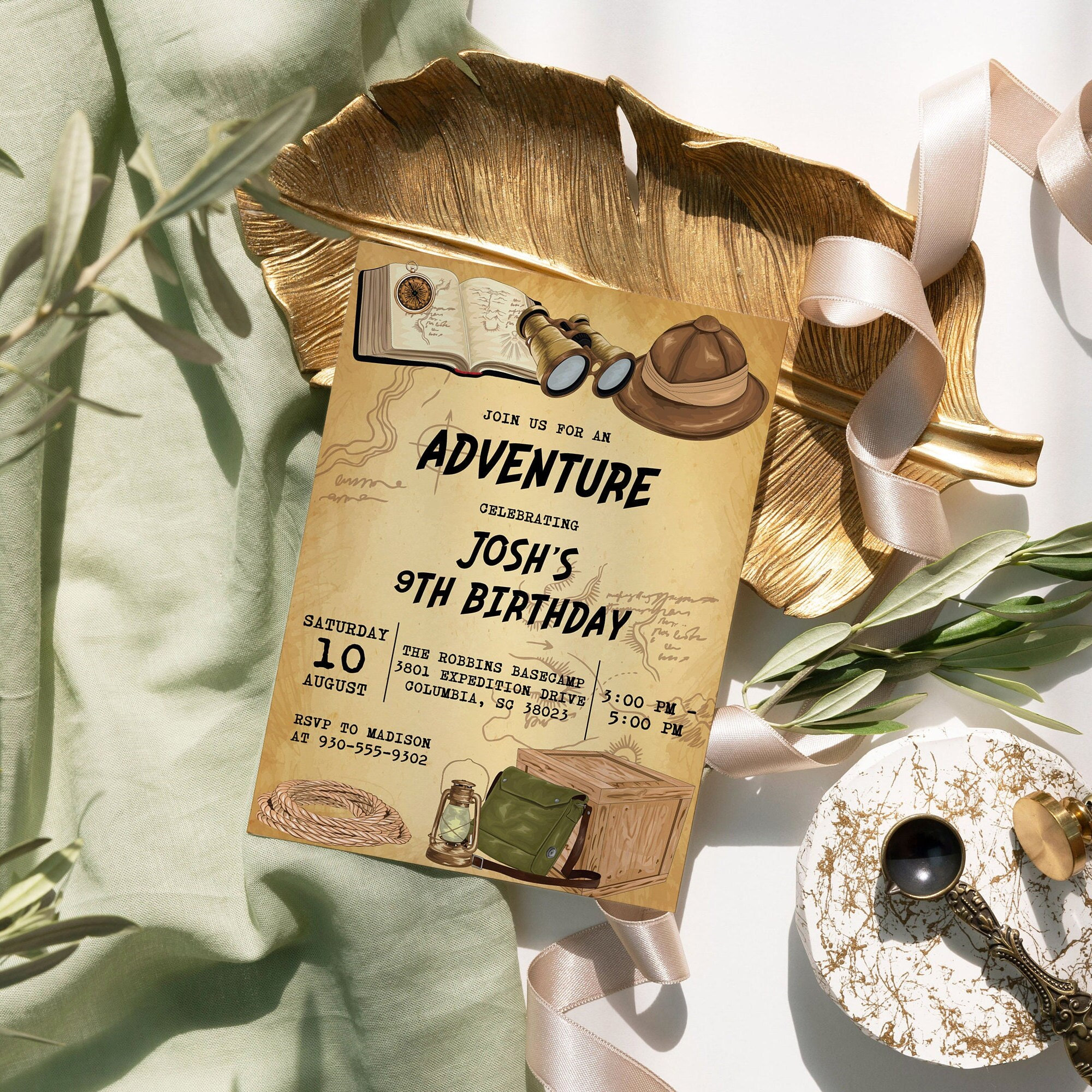 Adventure Explorer Birthday Invitation: Jungle Safari (editable