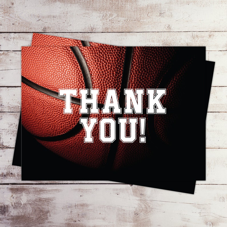 Basketball Thank You Card Basketball Birthday Sports Party Etsy