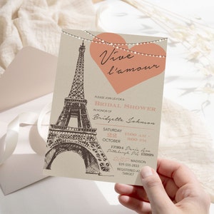 EDITABLE Paris Bridal Shower Invitation Parisian Bridal Invite Paris Shower Invitation Eiffel Tower Invitation Vintage French Theme Template image 1