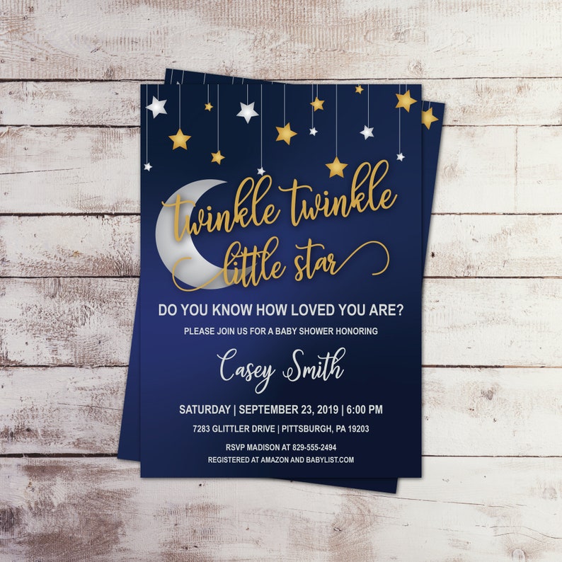 EDITABLE Twinkle Twinkle Little Star Baby Shower Invitation Etsy