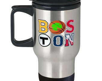 Boston Sports Fan Travel Mug Wicked Pissa Bawston Mass New England Team Pride Present Idea For Football Hockey Basketball Baseball Fans