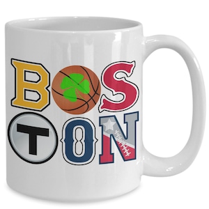 BOSTON Team Sports Coffee Mug Gift Idea for Winning Fans Champion Boston's Teams Baseball Football Basketball Hockey Male or Female Present