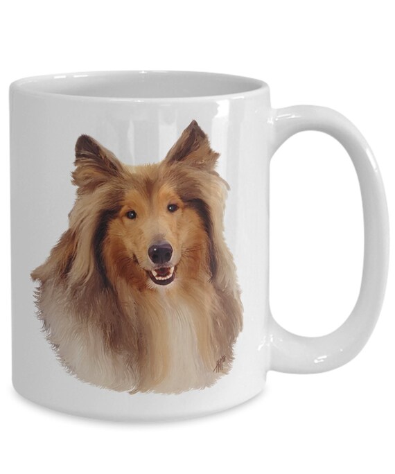 Rough Collie Coffee Mug Long Haired Collie Portrait Gift For Etsy