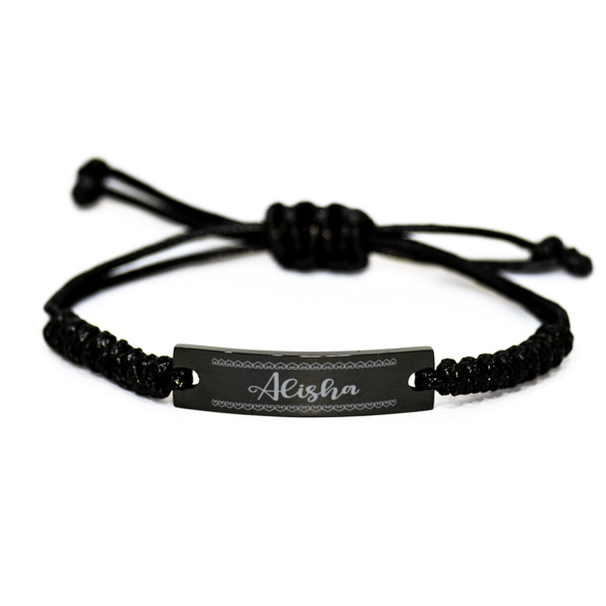 Alisha Trendy Black Name Braided Rope Bracelet Perfect Surprise