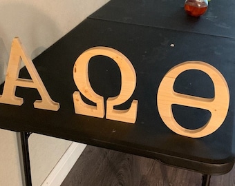 Freestanding wooden Greek letters