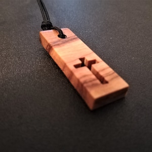 Handmade cross pendant from olive wood, olive wood necklace, olive wood jewelry, gift for her, gift for him