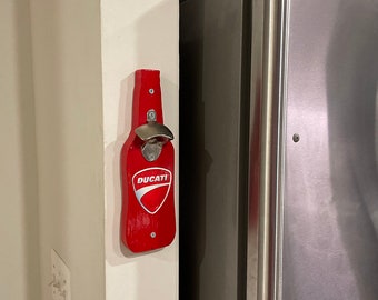 DUCATI RED motorcycle woodyfact handmade wooden beer bottle opener