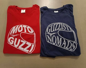 Bundle of Helmet Moto Guzzi and GUZZISTI NOMADS original t-shirt plus gift Cafe Racer keyring