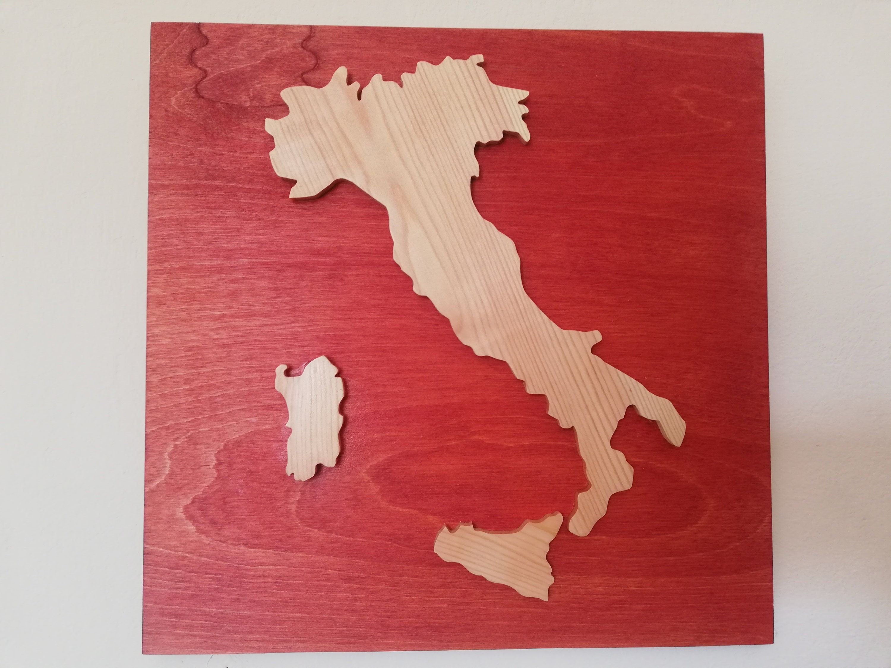 Wooden handmade ITALY map wall art