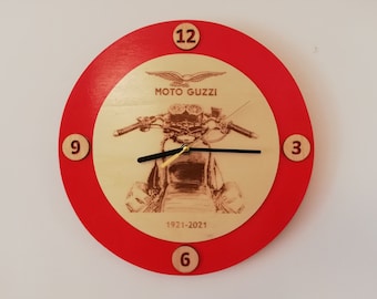 1921-2021 MOTO GUZZI handmade wooden wall clock