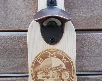 Vintage BMW wooden beer bottle opener