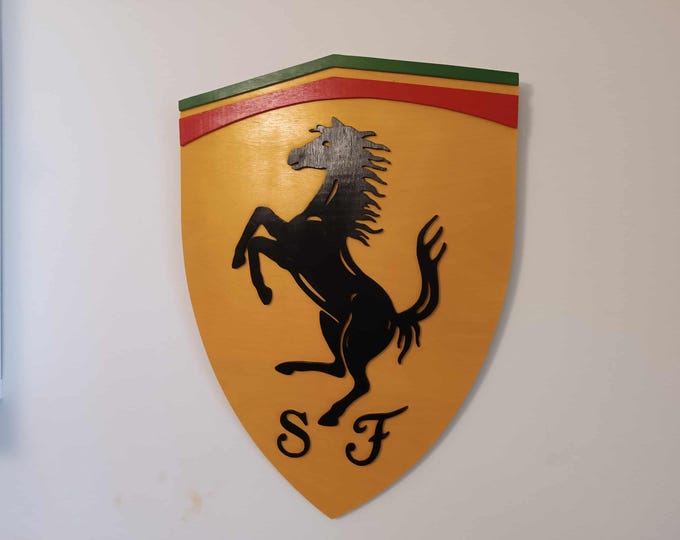 Featured listing image: BIG coloured Ferrari logo sign wall art