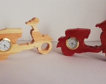 Vespa wooden table clock