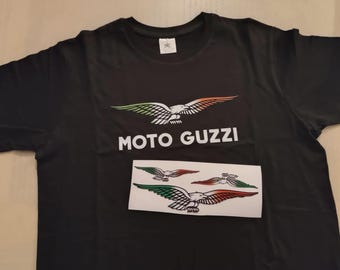 Moto Guzzi Italian flag colours logo t-shirt