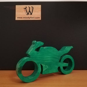 Wooden MOTORCYCLE 3 in 1: wooden toy, ornament and tealight holder A great gift Handmade, gift for him, gift for her image 6