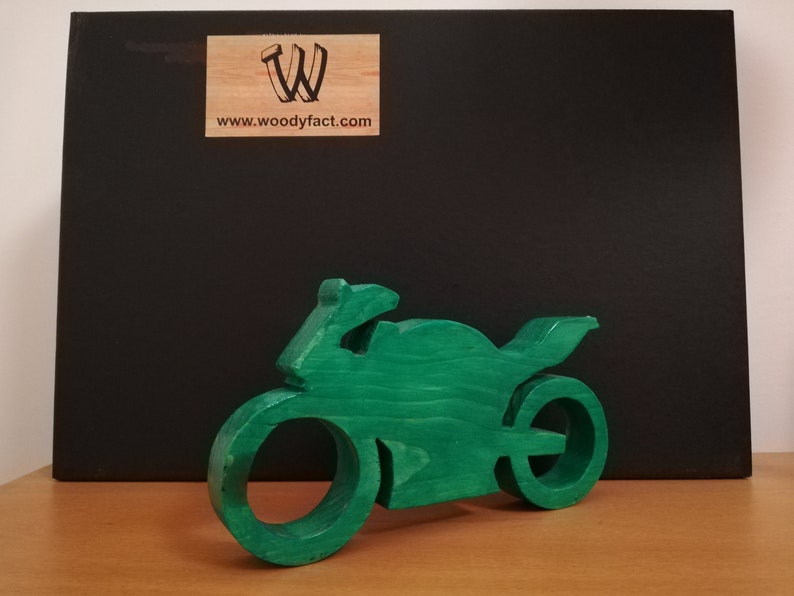 Wooden MOTORCYCLE 3 in 1: wooden toy, ornament and tealight holder A great gift Handmade, gift for him, gift for her image 6