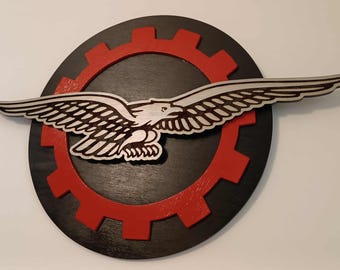 Handmade Moto Guzzi Eagle Wall Sign: Mancave Decor