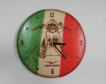 MOTO GUZZI ITALIAN Motorcycle handmade wooden wall clock, wall decor, garage sign, gift for him, gift for her, mancave