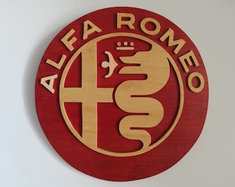 ALFA ROMEO wooden handmade wall sign