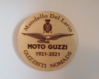 MOTO GUZZI 100 years engraved wall hanging with Mandello Del Lario insignia