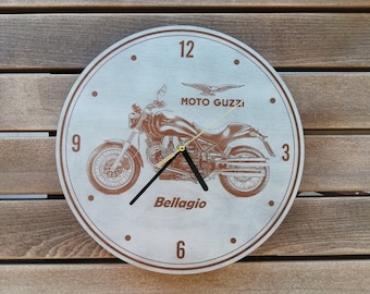 MOTO GUZZI BELLAGIO handcrafted wooden wall clock