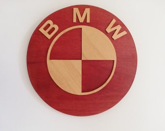 BMW wooden handmade wall sign, gift for him, man cave, garage sign, wall art, garage decor