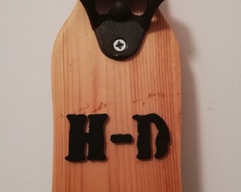 Harley Davidson wooden wall mount bottle opener