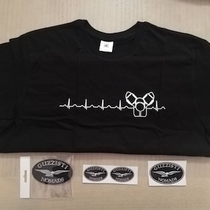 Kit GUZZISTI NOMADS, T-SHIRT, patch et autocollants, moto guzzi, cadeau pour lui, cadeau pour elle