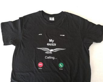Unique design! "My Guzzi calling" t-shirt