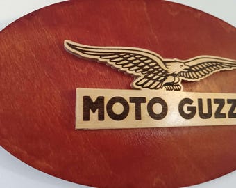 Moto Guzzi handmade wooden wall sign