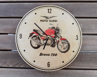 MOTO GUZZI Breva 750 handcrafted wooden wall clock, wall decor, garage sign, gift for him, gift for her, mancave