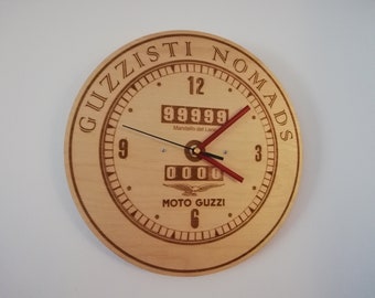 GUZZISTI NOMADS handmade wooden wall clock