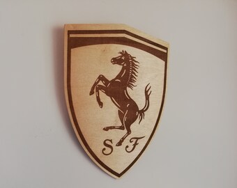 Ferrari engraved logo wall art