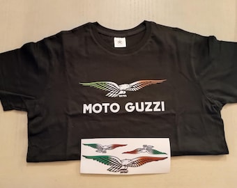 Moto Guzzi Italian flag colours logo t-shirt