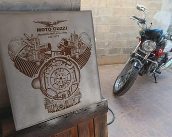Silver Moto Guzzi ENGINE sign