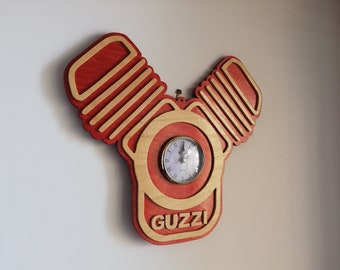 Moto Guzzi handmade wooden wall clock