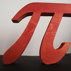 Número Pi, letra griega, símbolo matemático, regalo de madera hecho a mano, adorno, arte, cereza