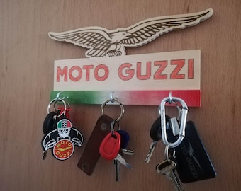 Handmade wooden wall mount MOTO GUZZI key holder