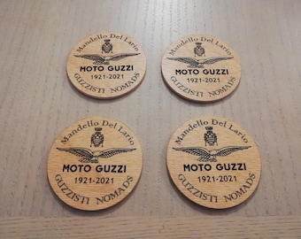 Set of 4 Moto Guzzi 100 years handcut wooden coasters