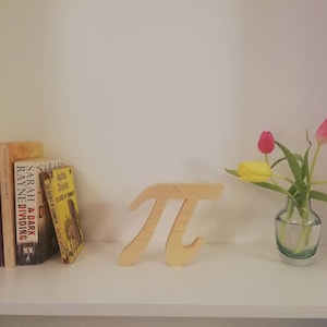 Número pi, letra griega, símbolo matemático, regalo hecho a mano de madera, adorno, arte