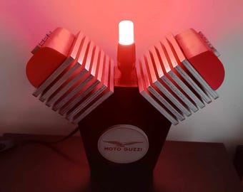 Original Woodyfact Moto Guzzi engine table lamp