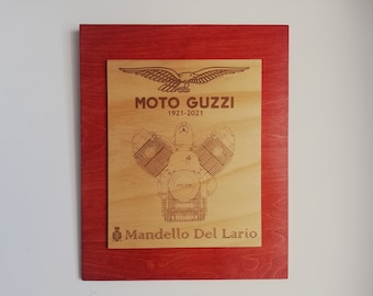 Unique MOTO GUZZI 100 years engraved wall hanging