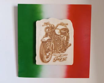 Moto Guzzi V7 Mandello Italian flag wall hanging