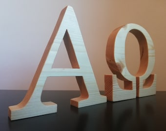 Alfa Omega, wooden Greek letters
