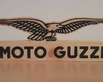 Moto Guzzi wooden logo sign