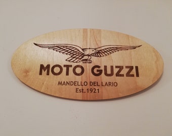 MOTO GUZZI wooden 100 years engraved wall hanging