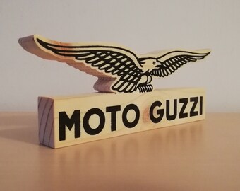 Moto Guzzi wooden logo sign