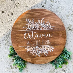 Nursery Name Sign / Personalized Baby Name Decor / Baby Shower Gift / Custom Name Round Plaque / Nursery Theme Decor / Wooden Name Art
