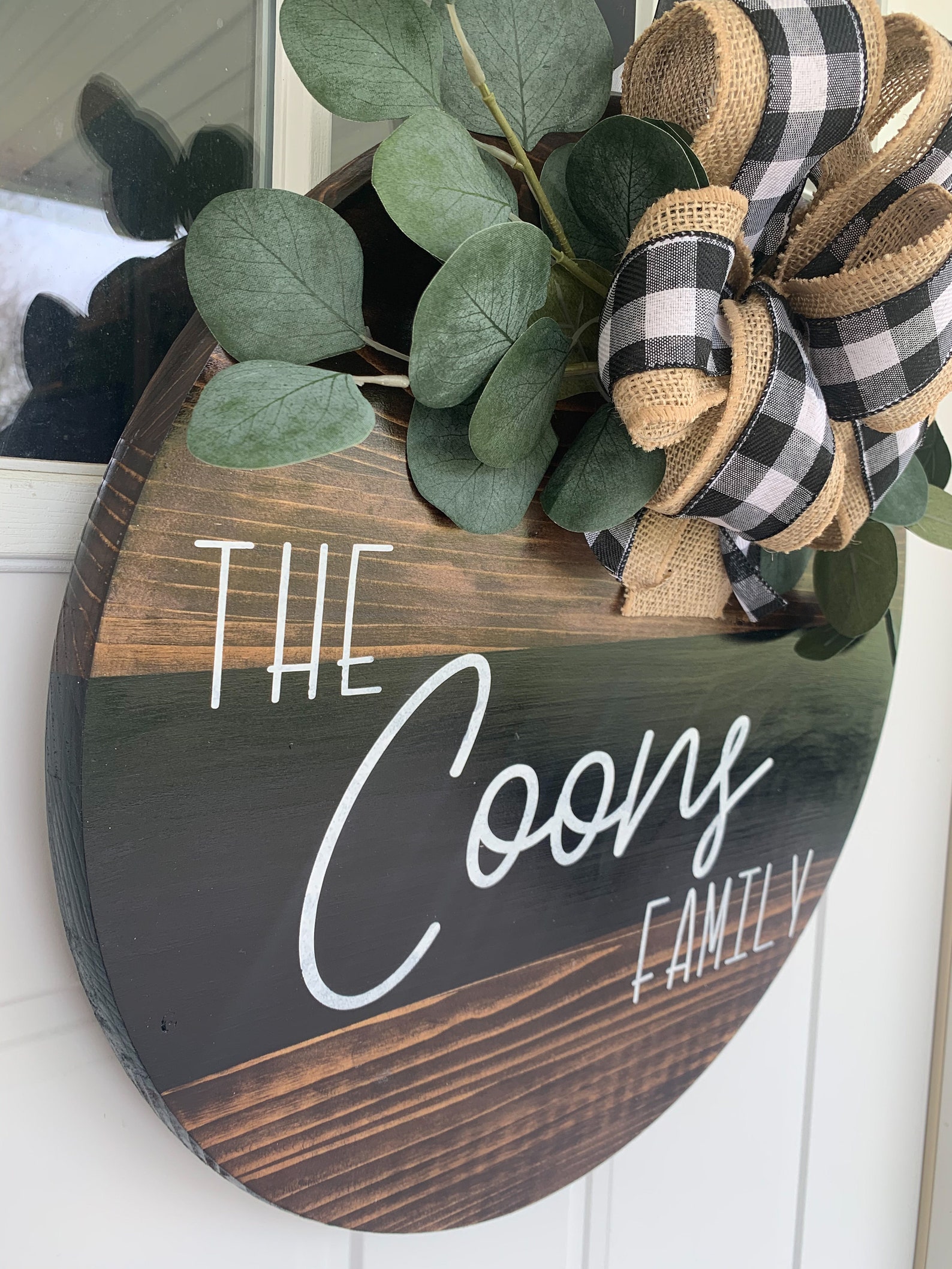 Personalized Family Front Door Sign / Front Door Wooden Circle Etsy